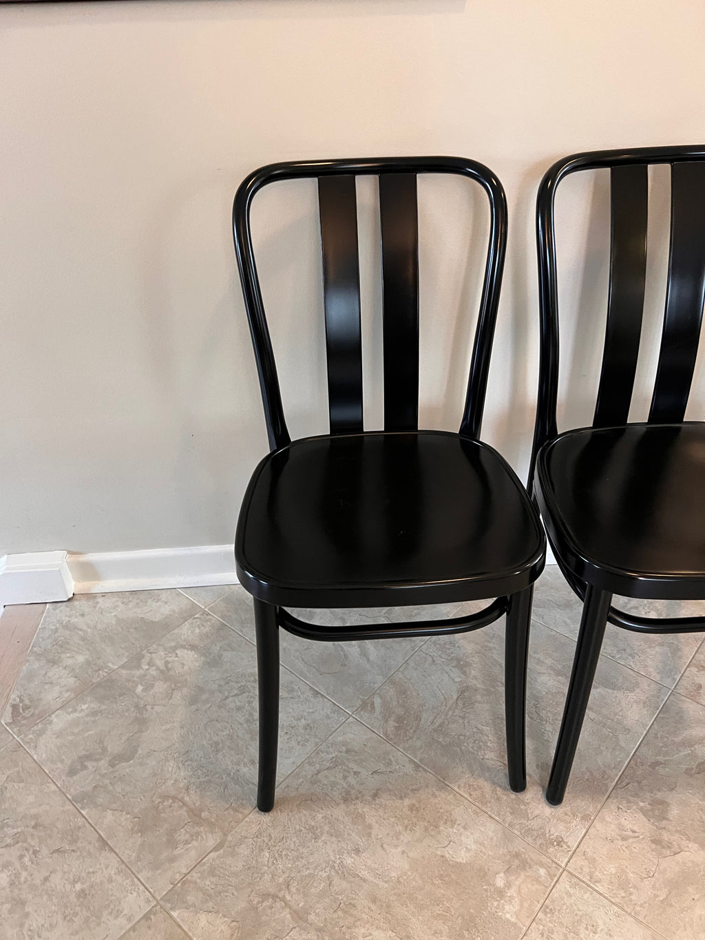 Set of 4 Vintage IKEA Black Resin Bistro Chairs