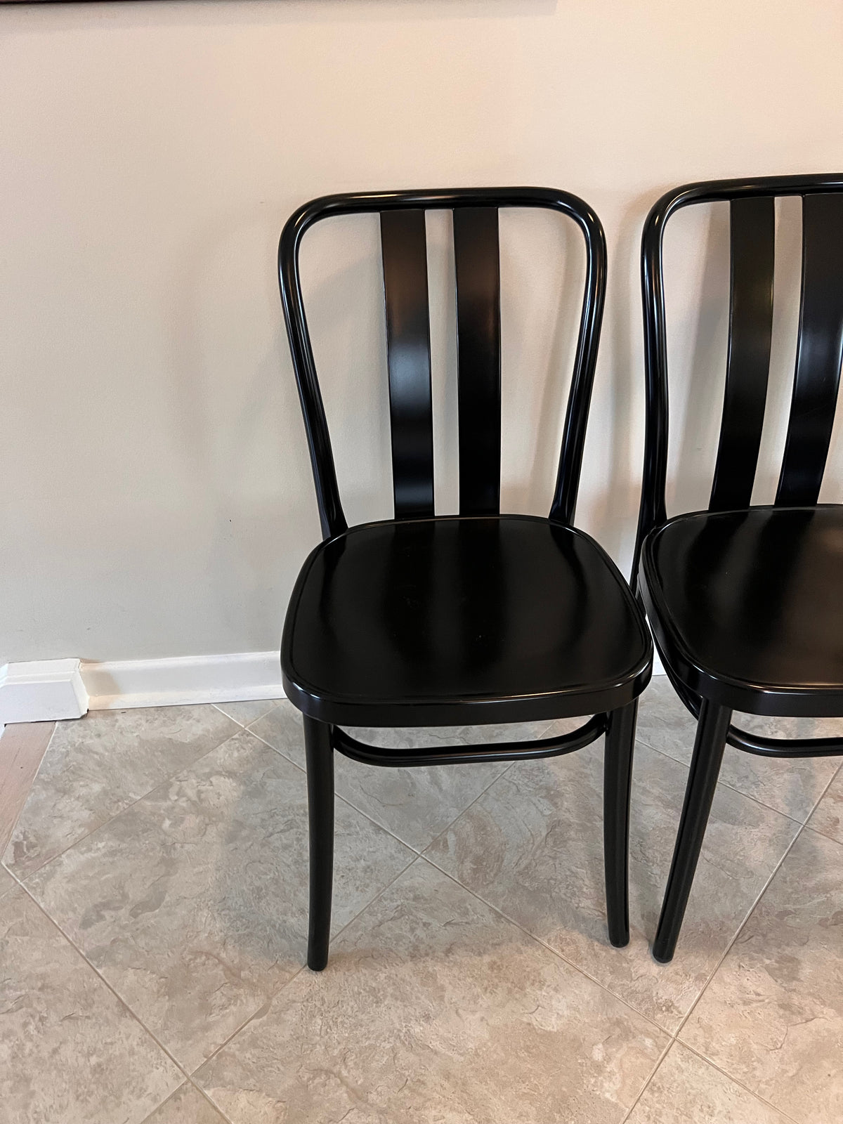 Set of 4 Vintage IKEA Black Resin Bistro Chairs