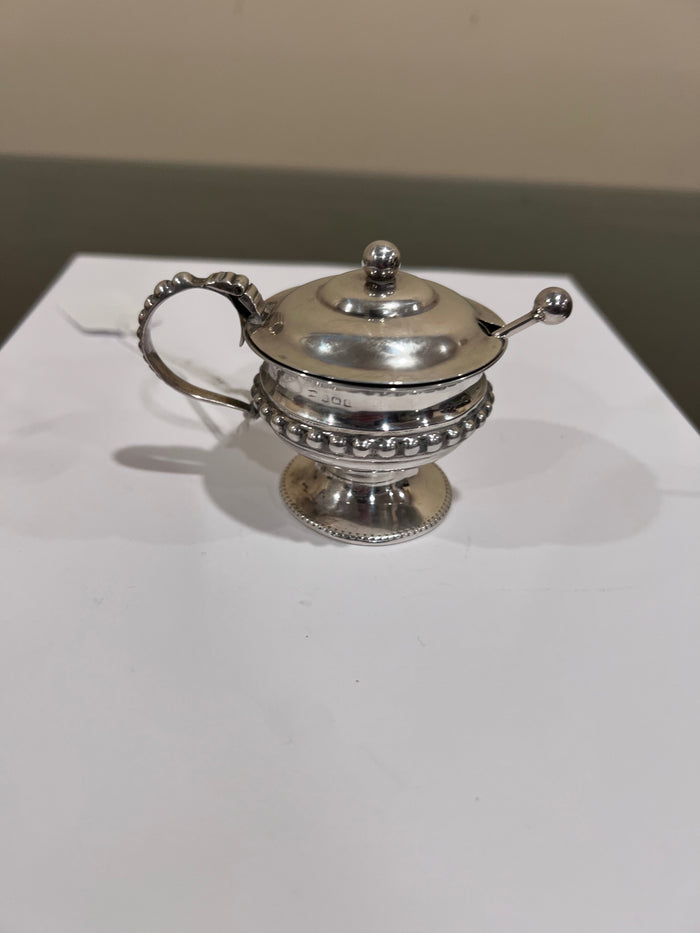 Sterling Silver Mustard Pot + Spoon- 51g