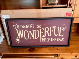 Pottery Barn "It's the most wonderful time of the year" Sign (*BRAND NEW ORIGINAL BOX) (*retail price $100)