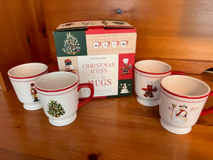 Williams-Sonoma Set of Four Christmas Icon Mugs (*BRAND NEW IN ORIGINAL BOX)