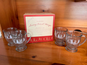Williams-Sonoma Set of Four Snowy Forest Mugs (*BRAND NEW IN ORIGINAL BOX)
