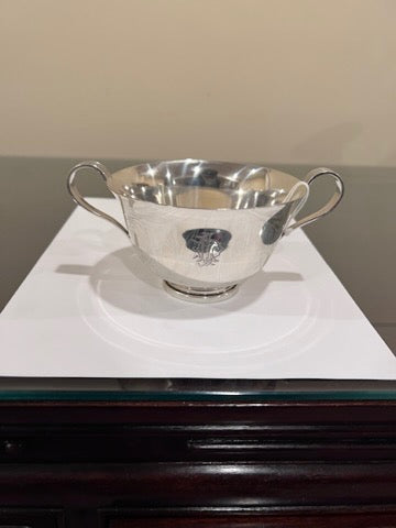 Sterling Silver Monogramed Bowl with Handles 6.5"w- 188g