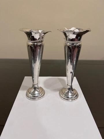 Pair of Sterling Silver Vases (weighted bottoms)- 409g