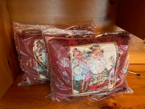 2 BRAND NEW C and F Needlepoint Santa Pillows 14"x18"