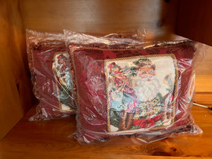 2 BRAND NEW C and F Needlepoint Santa Pillows 14"x18"