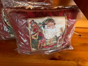 2 BRAND NEW C and F Needlepoint Santa Pillows 14"x18"