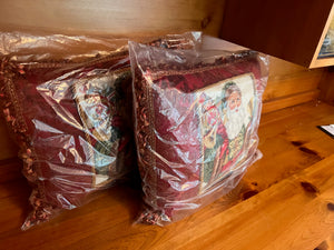 2 BRAND NEW C and F Needlepoint Santa Pillows 14"x18"