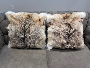 Caroline Furs for Hudson's Bay Company HBC Millennium Stripe Coyote Fur Square Cushion (*retail $1,300 each) *PRICED INDIVUDALLY*