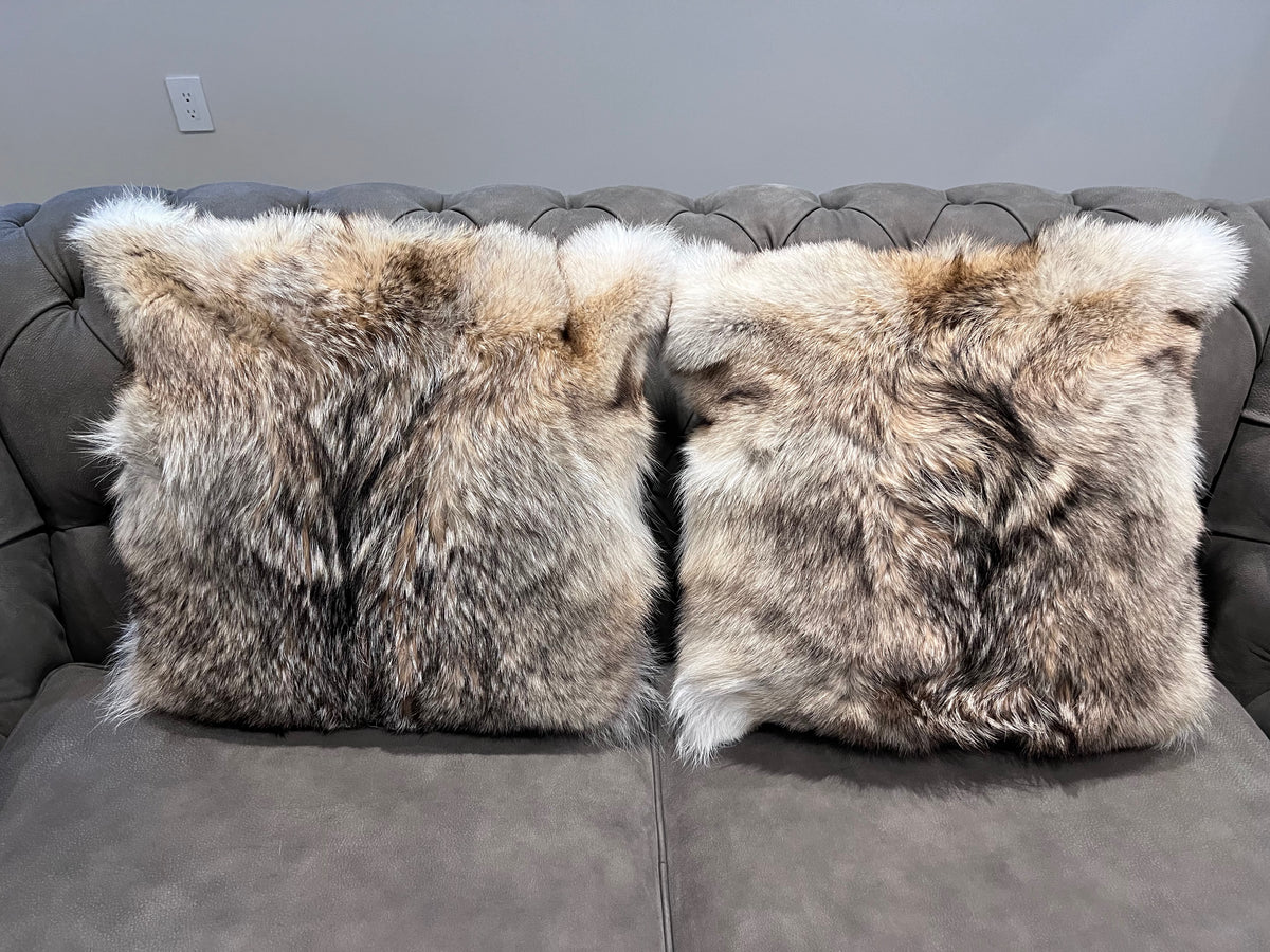 Caroline Furs for Hudson's Bay Company HBC Millennium Stripe Coyote Fur Square Cushion (*retail $1,300 each) *PRICED INDIVUDALLY*