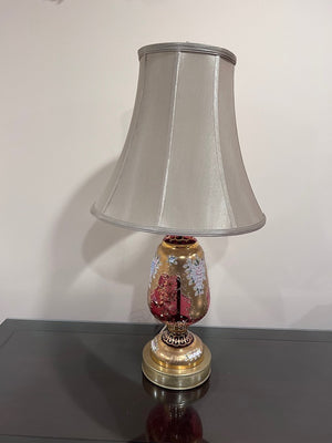 Red Bohemian Czech Glass Lamp