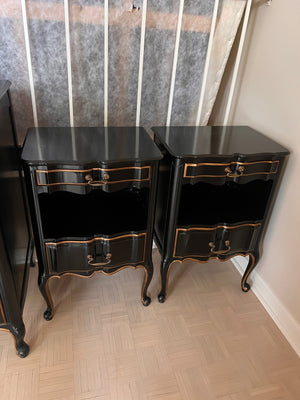 Pair of Vintage Black Re-Finished Nightstands