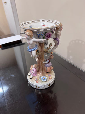 Porcelain Compote with Cherubs from Von Schierholz Porzellan Manufaktur Plaue, Germany