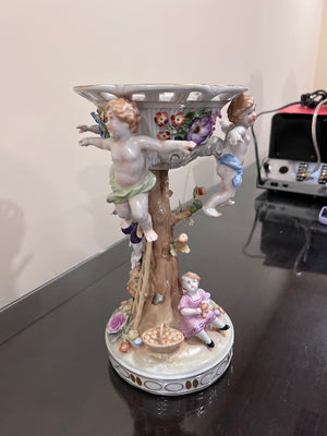 Porcelain Compote with Cherubs from Von Schierholz Porzellan Manufaktur Plaue, Germany