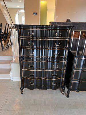 Vintage Black Re-Finished Highboy Dresser