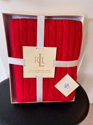 Ralph Lauren 100% Cotton Knit Throw (*BRAND NEW IN BOX, RETAIL $160)