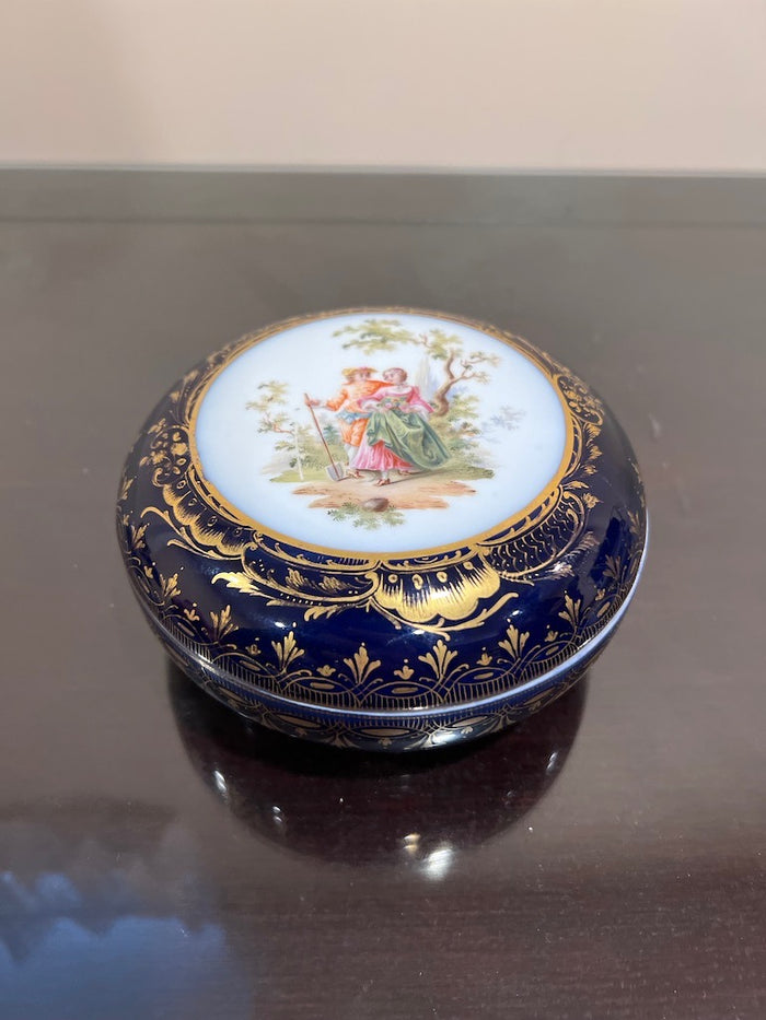 Dresden Cobalt Blue Round Covered Dish