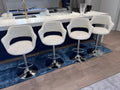 4 Monarch Specialties White Faux Leather Adjustable Swivel Bar Stools (*retail price $944)