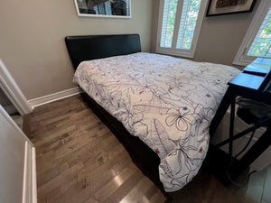 Queen Black Bonded Leather Bed Frame