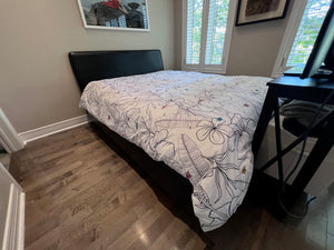 Queen Black Bonded Leather Bed Frame