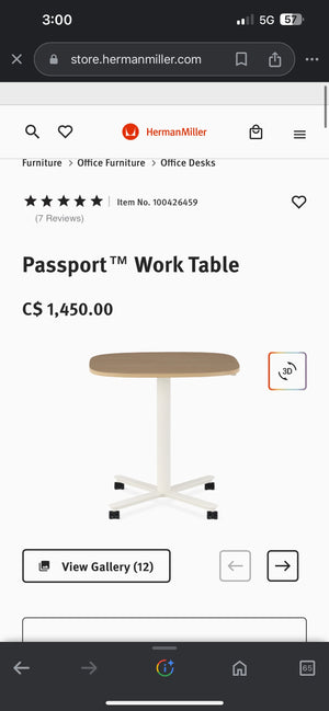 Herman Miller Passport Work Table, Adjustable (*retail $1,450)