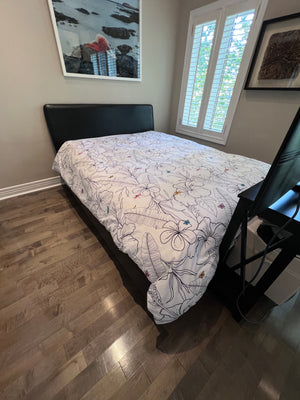 Queen Black Bonded Leather Bed Frame