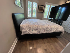 Queen Black Bonded Leather Bed Frame