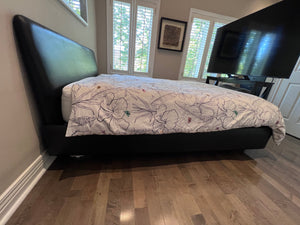 Queen Black Bonded Leather Bed Frame
