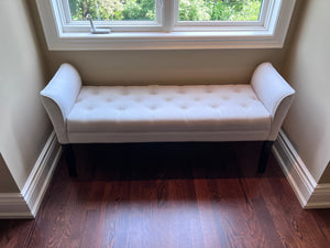Beige Tufted Bench