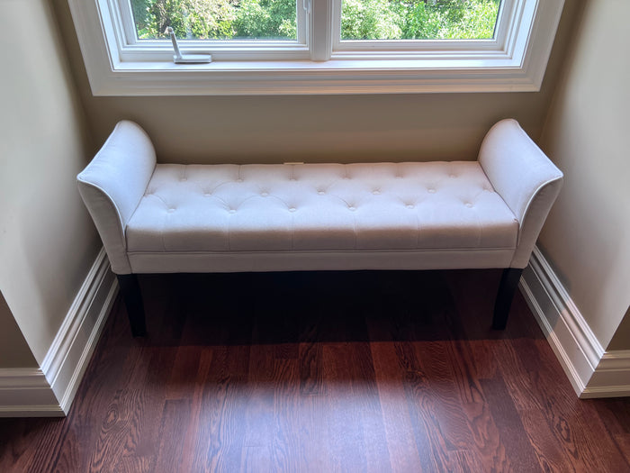 Beige Tufted Bench