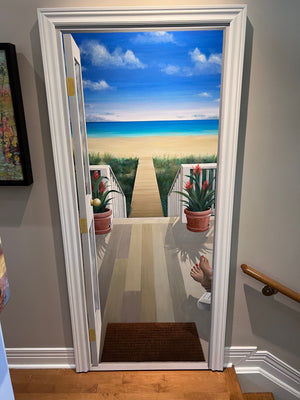 Michael Williams 'Beach Scene' Large Original Painting