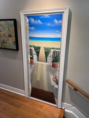 Michael Williams 'Beach Scene' Large Original Painting