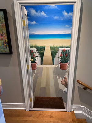 Michael Williams 'Beach Scene' Large Original Painting