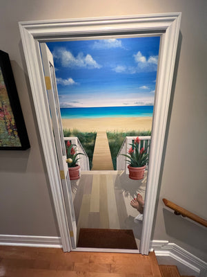 Michael Williams 'Beach Scene' Large Original Painting