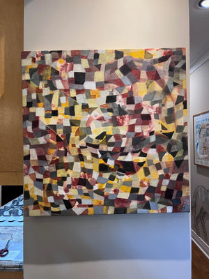 Abstract Acrylic on Canvas, 'Grid' by Robin Kingsburgh- 30" x 30"