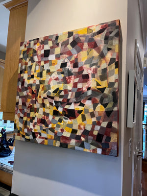 Abstract Acrylic on Canvas, 'Grid' by Robin Kingsburgh- 30" x 30"