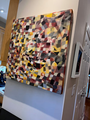 Abstract Acrylic on Canvas, 'Grid' by Robin Kingsburgh- 30" x 30"