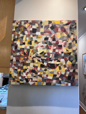 Abstract Acrylic on Canvas, 'Grid' by Robin Kingsburgh- 30" x 30"