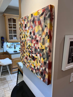Abstract Acrylic on Canvas, 'Grid' by Robin Kingsburgh- 30" x 30"