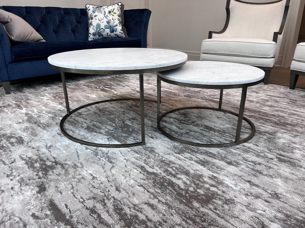 Ethan Allen Bayliss Round Marble Top Nesting Coffee Tables (*retail $4,592)