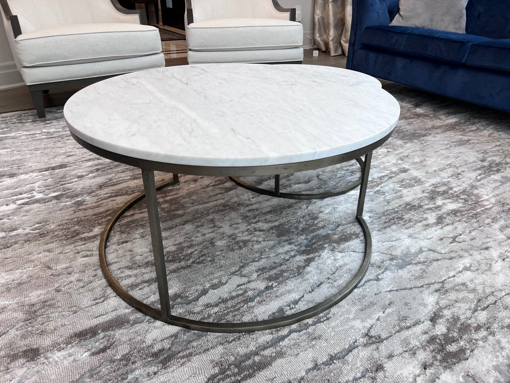 Ethan Allen Bayliss Round Marble Top Nesting Coffee Tables (*retail $4,592)