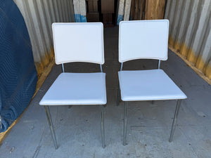 Pair of White Faux Leather Chairs # 2