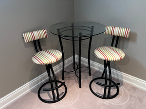 Glass Bar Table + 2 Stools