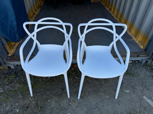 Set of 2 White Plastic Masters Chairs