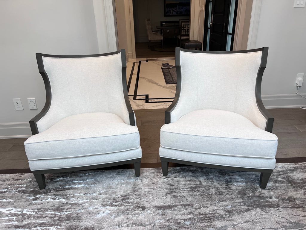 Pair of Ethan Allen Grey Corrine Chairs (*retail $5,536)