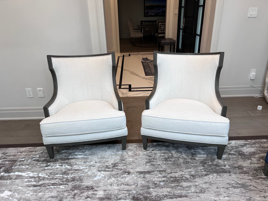 Pair of Ethan Allen Grey Corrine Chairs (*retail $5,536)
