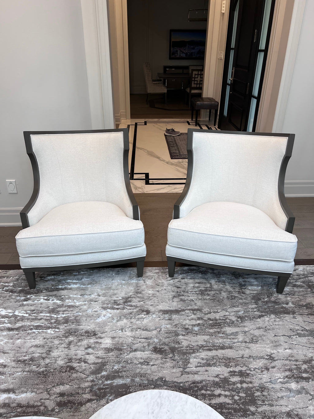 Pair of Ethan Allen Grey Corrine Chairs (*retail $5,536)