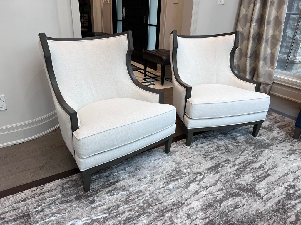 Pair of Ethan Allen Grey Corrine Chairs (*retail $5,536)