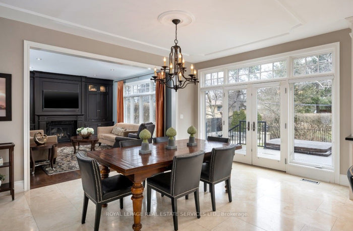 Extendable Dining Table + 6 Black Leather Sunpan Chairs