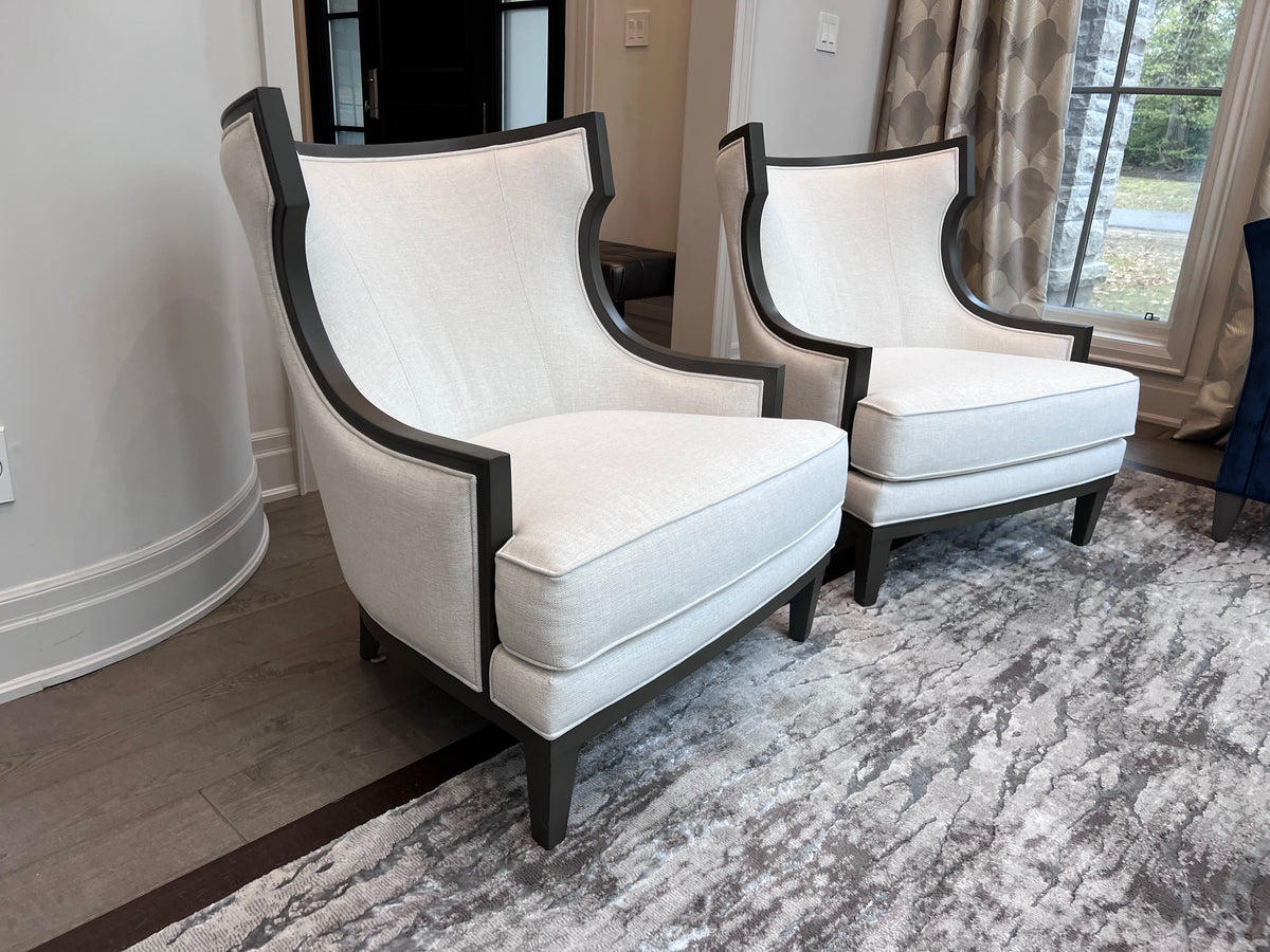 Pair of Ethan Allen Grey Corrine Chairs (*retail $5,536)